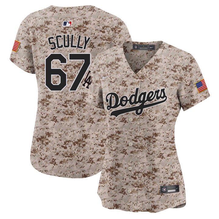 Women Los Angeles Dodgers #67 Scully Camo Stitched 2025 Jersey->women mlb jersey->Women Jersey